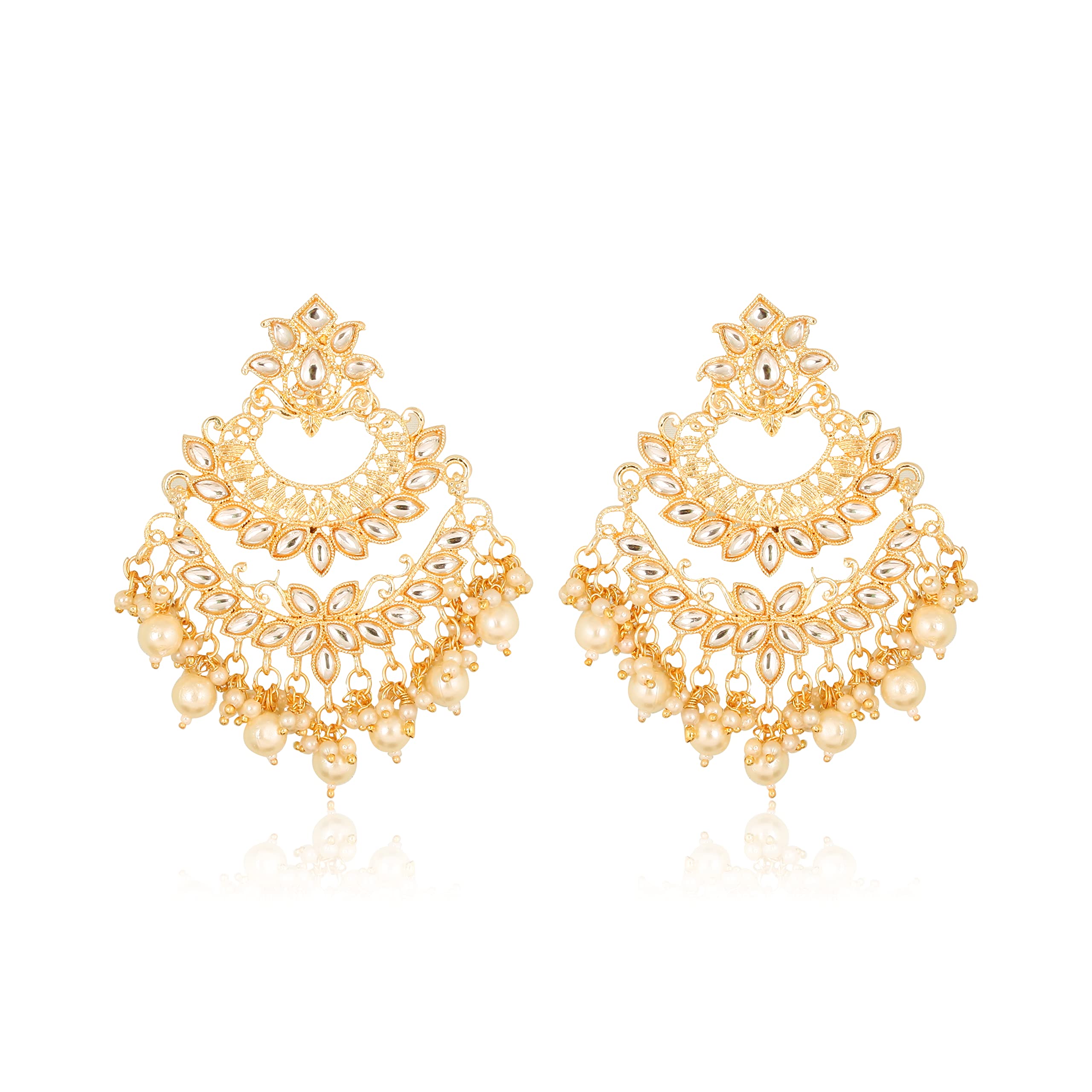 MEENAZ Earrings for Women girls Ladies Gold Kundan Traditional Beads Long Girls Chandbali earrings Moti Jhumkas big kundans stones jhumki set Chand bali Ear rings Wedding Ethnic Antique Pearl jhumka (B0BHKJXT4W) Amazon Price History, Amazon Price Tracker
