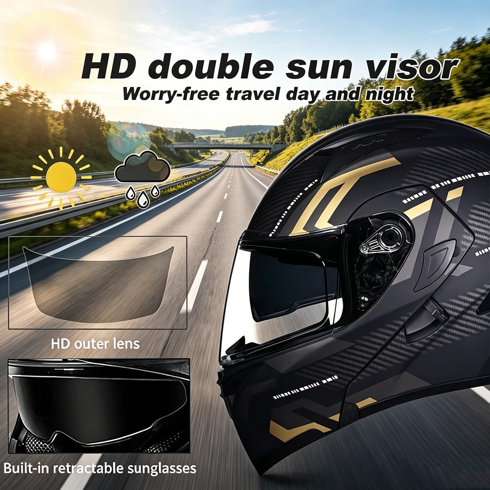 Agresywny Kask Motocyklowy Integralny, ECE R22.06 Kask Stealth z Podwójną Blendą, Kominiarka i Dodatkowa Szyba w Zestawie na Skuter