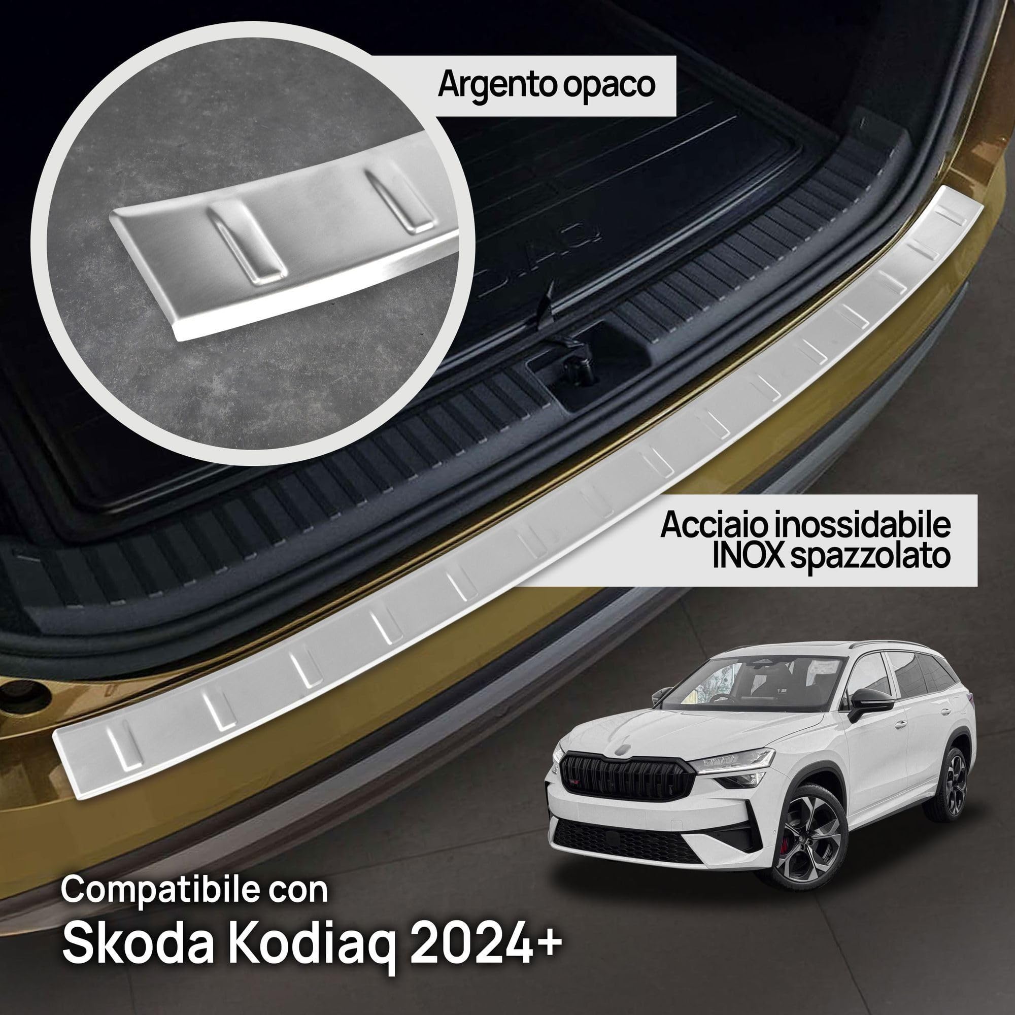 CHROMEMASTER | Protezione Paraurti Posteriore Compatibile con Skoda Kodiaq 2024+ ; Acciaio inossidabile, Spazzolato, Argento; Protezione Paraurti Protegge la Vernice dai Graffi