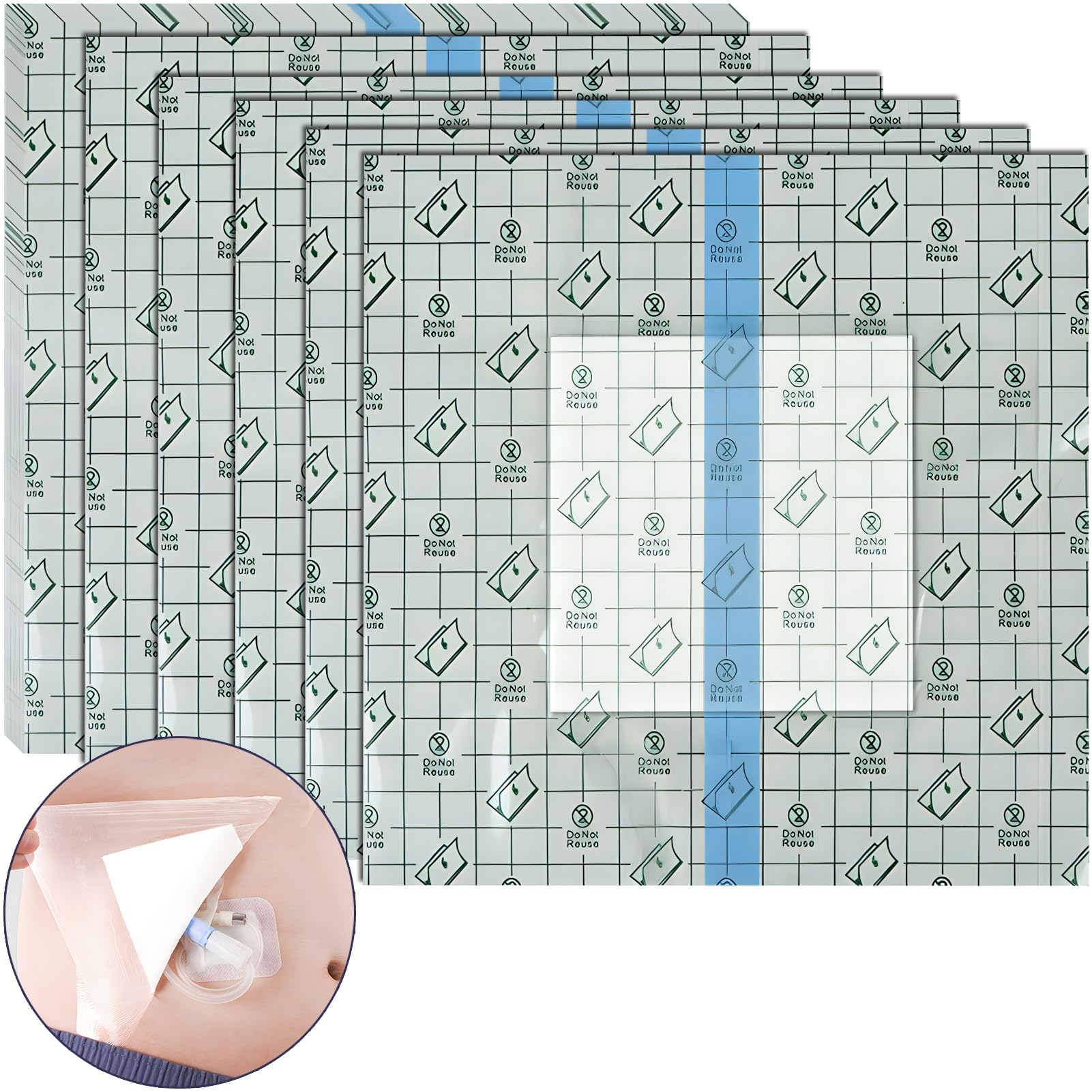 AQUASHIELDING Waterproof Shower Cover Shields, Non-Stick Center Pad for Dialysis Recovery Care Waterproof, Clear Shower Protector Film (50 pcs)