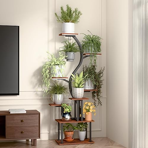 Miniatura 4 de Soporte para plantas de interior con luces de crecimiento, estante de metal de 9 niveles, soporte para plantas para interiores, estantes de