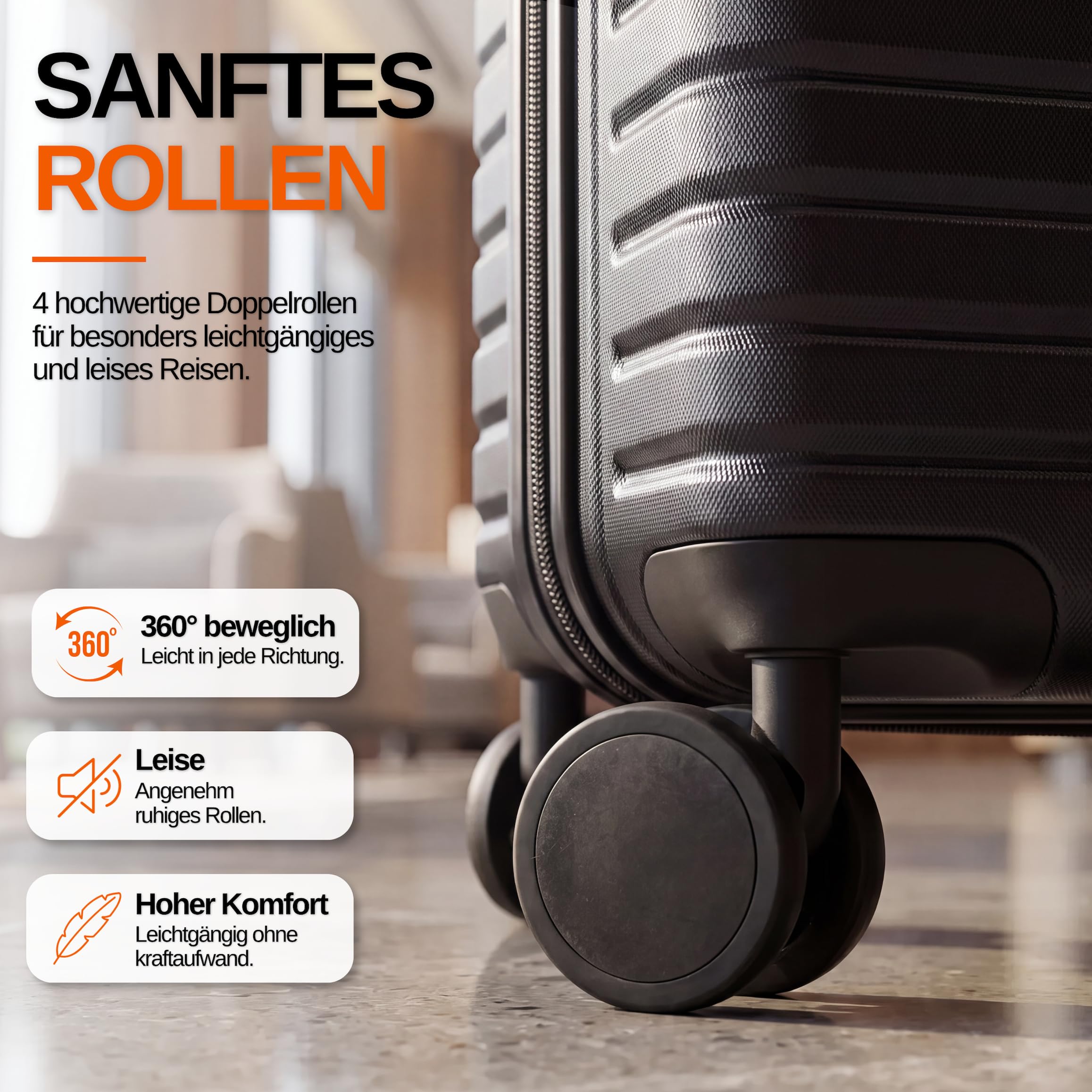Cocoono Hartschalenkoffer XL Groß - 100L Volumen erweiterbar auf 117L - 158cm Gurtmaß - 8 Rollen 360° drehbar - Leichter Koffer mit TSA Schloss & Teleskopgestänge - Reisekoffer (Schwarz, XL)