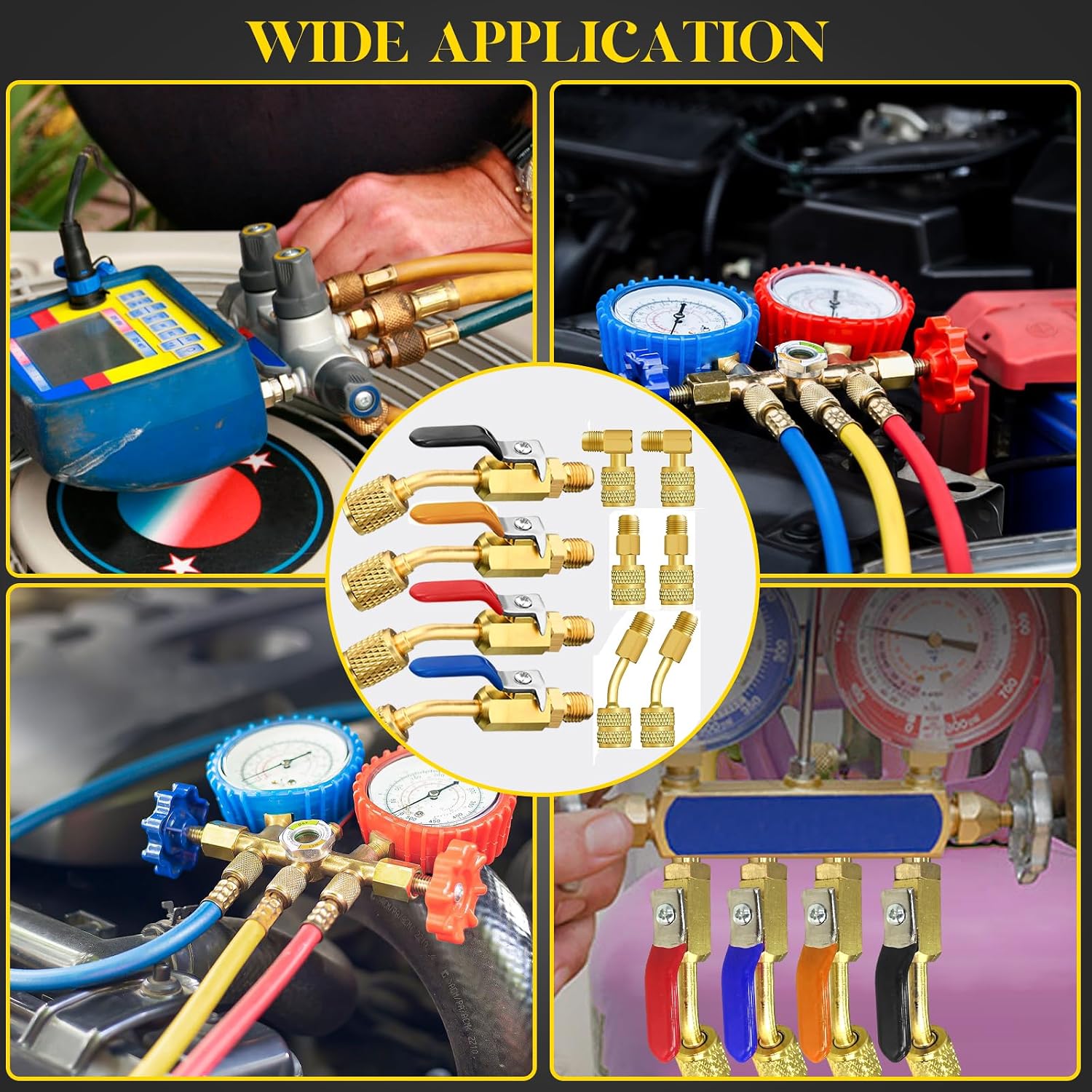 Wayona R410A Refrigerant Low Loss Fittings HVAC Tools for R410A R134A R12 R22 Refrigerant 10 Pcs Air Conditioning Refrigerant Angled Compact Ball Valve 1/4 Inch for Split System