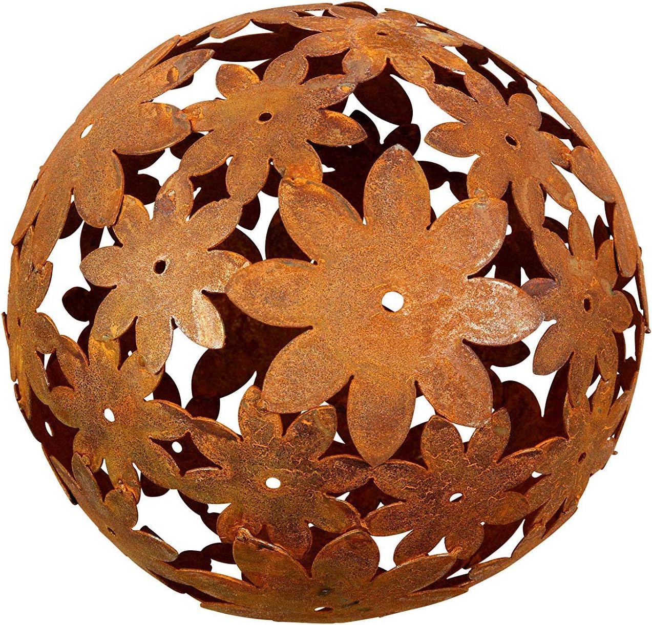 Boule de 30 cm en métal rouillé pour la décoration de jardin en acier