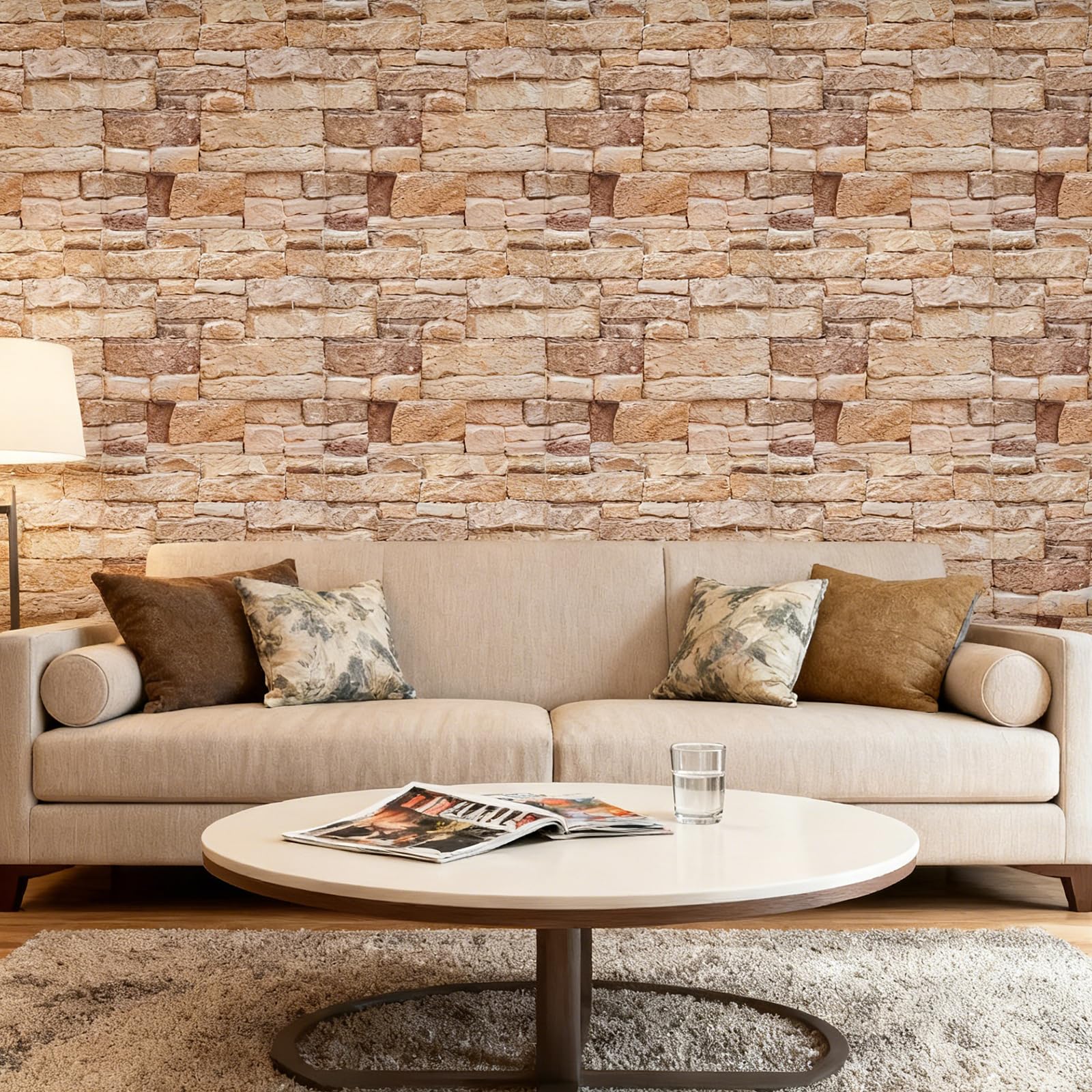 FRUHLING 10 paneles de pared 3D autoadhesivos, aspecto de piedra, 30 x 30 cm, resistentes al agua, papel pintado decorativo 3D de pared, paneles de PVC para cocina, dormitorio, baño, salón