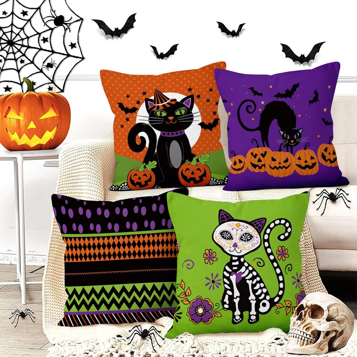 Black Cat Halloween Throw Pillow Covers Set of Ireland Ubuy