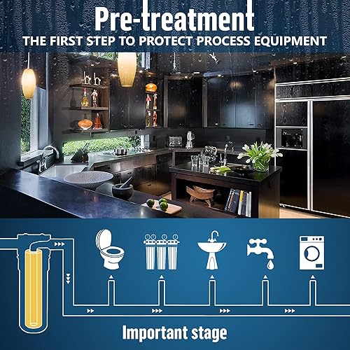 Miniatura 8 de Sistema purificador de filtro para toda la casa de 20 x 45 pulgadas de alta capacidad para agua de pozos o ciudad botón de alivio de prensa puerto