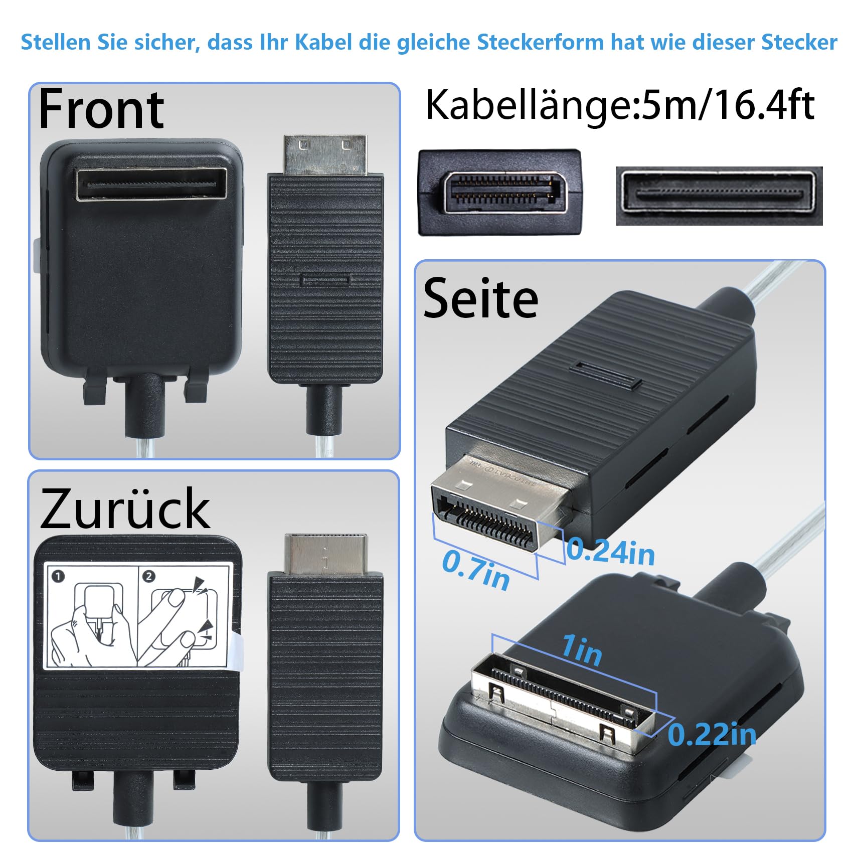 5 m/16,4 Fuß BN39-02395A one Connect Kabel istnur Kompatibel für Samsung QLED TV 55-75 Zoll Q7FN Q8FN Q8CN Q9FN Serie, 2018 Modell（Nicht Kompatibel mit Allen 8K-Fernsehern!!!）