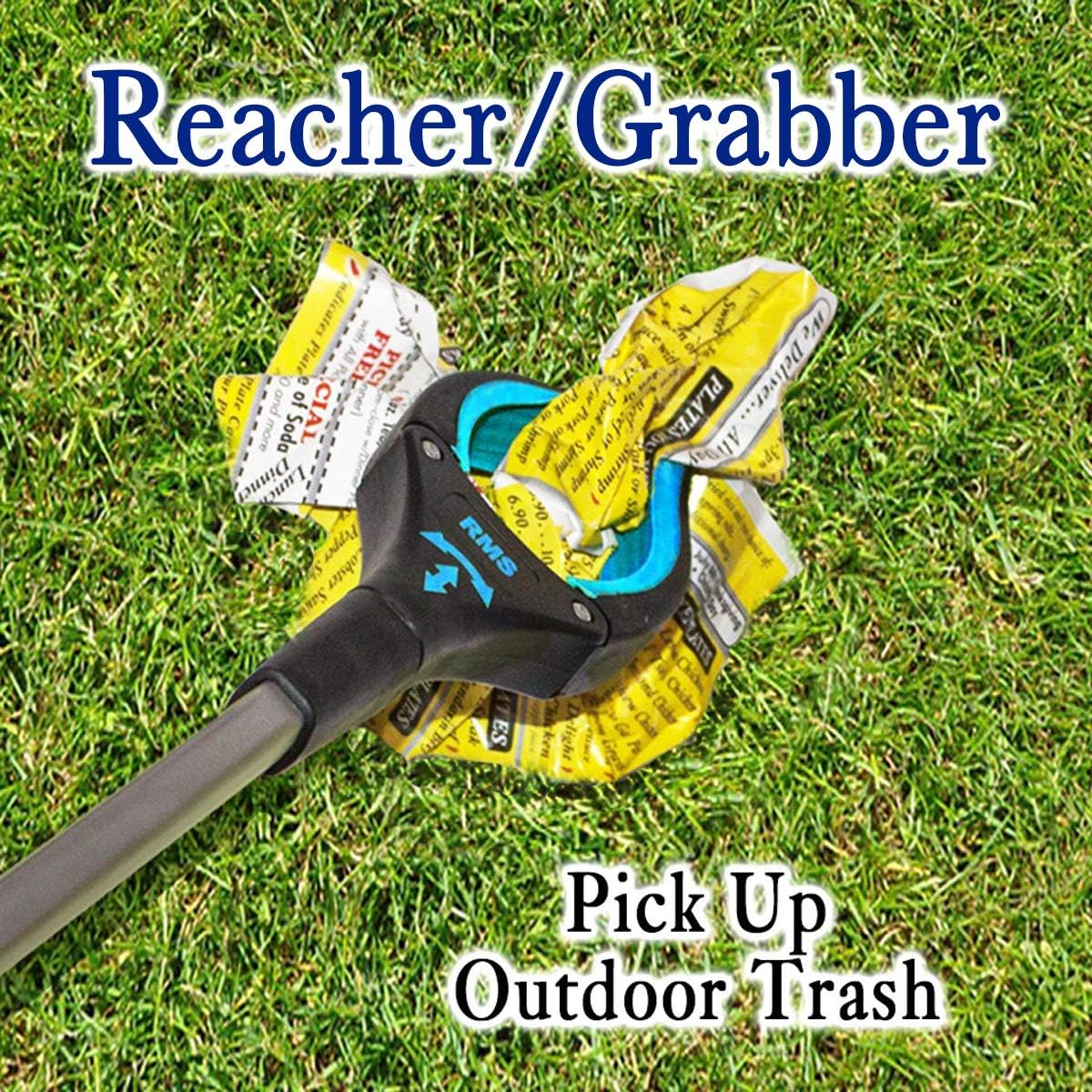 Grabber picking up trash from grass