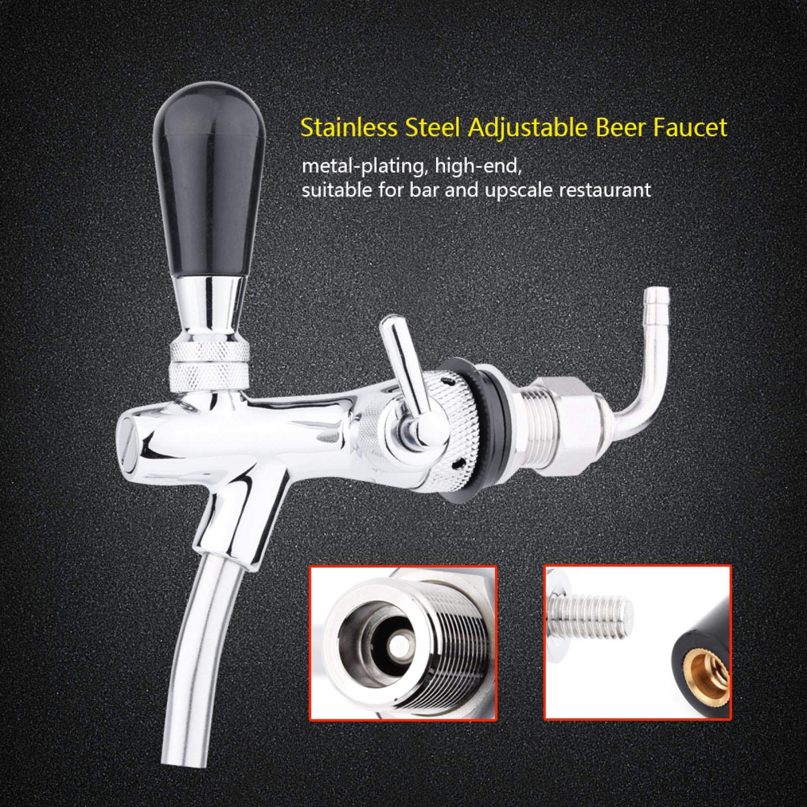 Bierzapfhahn，Jectse G5/8 Edelstahl gute Abdichtung Einstellbarer Bierhahn Bier Wasserhahn für Bars, Hotels, Restaurants, Zuhause und so weiter(silber)