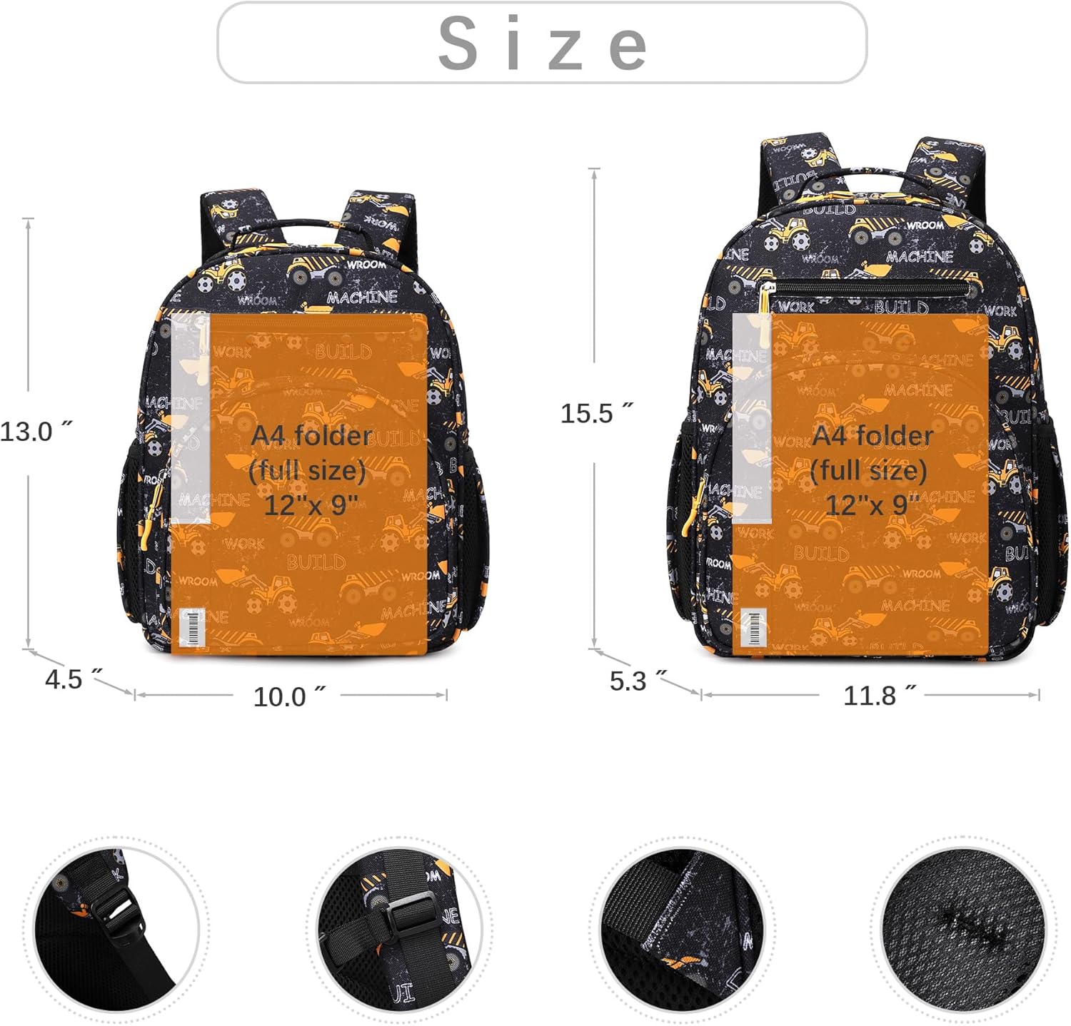 abshoo Cute Mini Toddler Backpacks for Boys Little Kids Bookbag Preschool backpack (Excavator Black) - Image 5