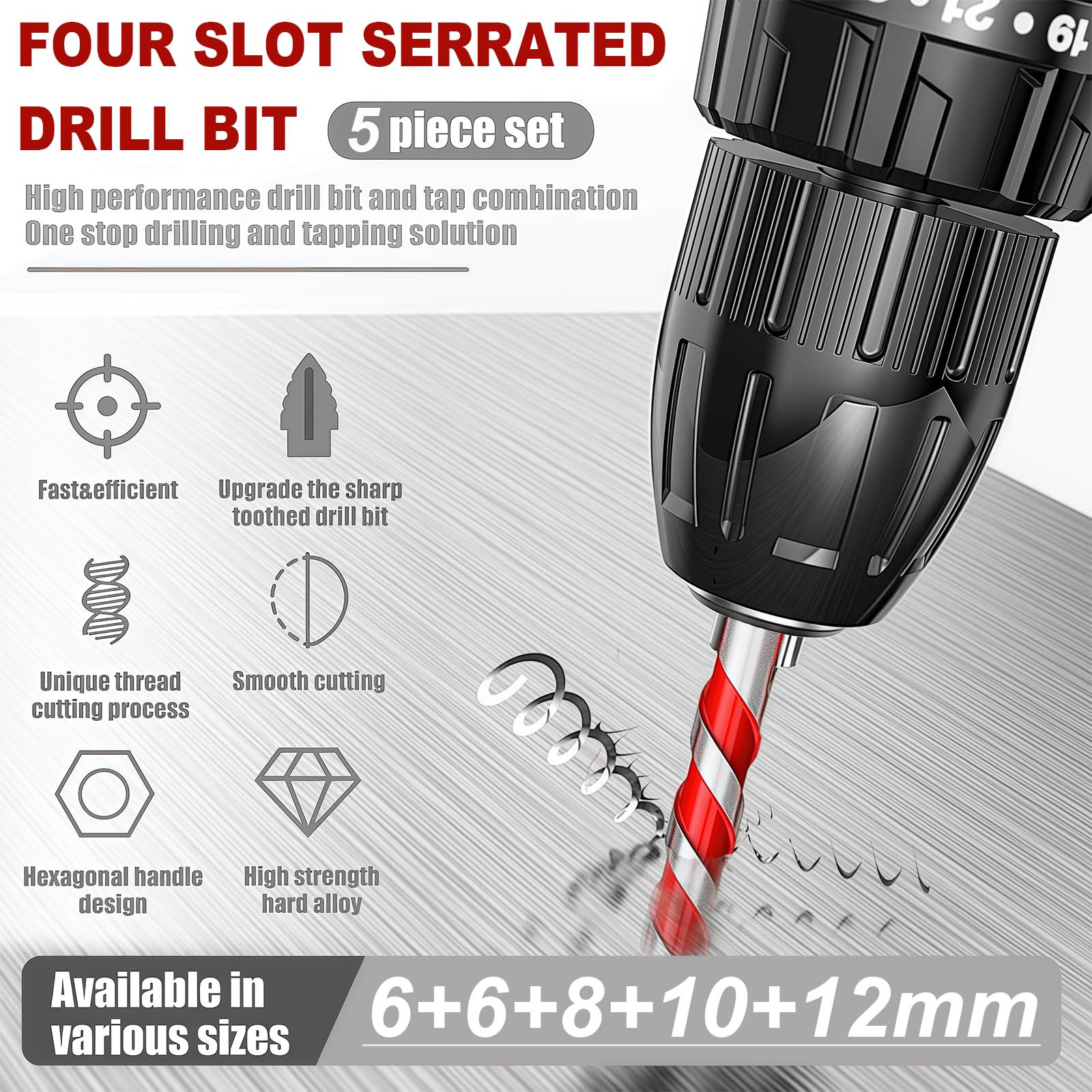 Flankor 5Pcs Tile Drill Bits Eccentric Masonry Drill Bit for Concrete/Glass/Brick/Plastic/Cement/Tile - Image 2