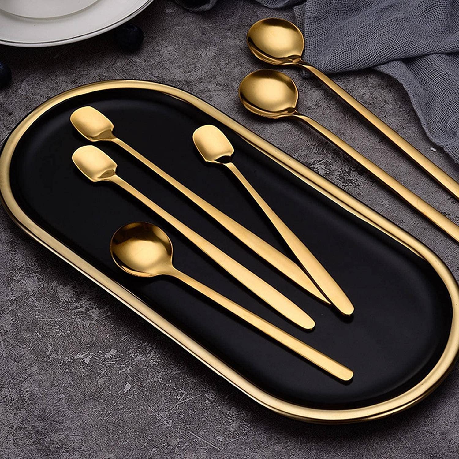 Cucharas De Mesa Cuchara de café oro Cucharas acero inoxidable Cucharadas postre azúcar Helado Sopa Accesorios cocina, 12pcs Sopa Antigoteo Servir