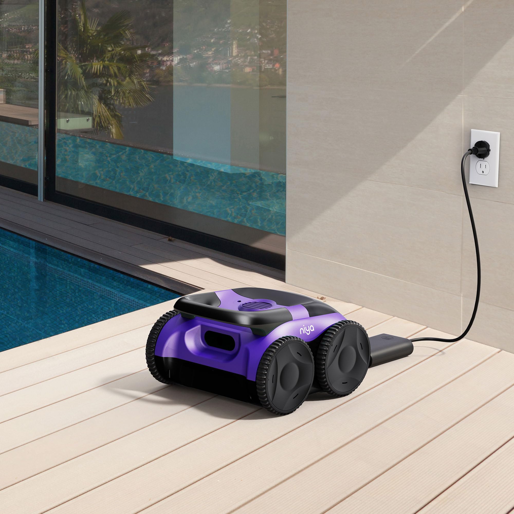 Niya Sonar F2 Robot Aspirateur de Piscine sans Fil par Les créateurs de Dolphin - Nettoyage Fond Uniquement, Durée de Cycle 1h30, pour piscines Hors-Sol et enterrées, jusqu'à 8 mètres