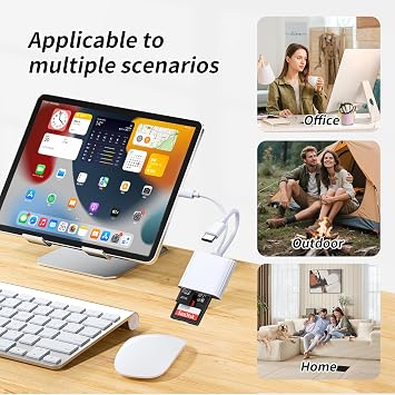 2IN2 SD Card Reader,USB C SD Card Reader for iPhone,USB-C/L Dual-Slot SD Card Reader,Compatible with iPhone 16/15/14/13/12,MacBook,Mac,Trail Camera viewers,Plug and Play