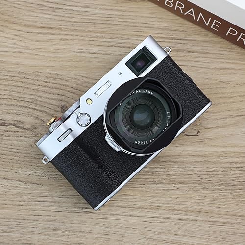 Miniatura 14 de Haoge LH-X54W Parasol de lente de metal cuadrado con anillo adaptador de 1.929 in para Fujifilm X100VI Fuji X100V Cámara Plata Plateado