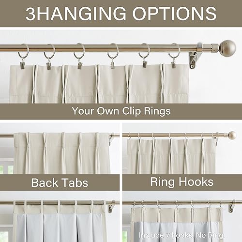 Miniatura 3 de WEST LAKE Paneles de cortinas opacas plisadas de 108 pulgadas con forro de oscurecimiento de habitación completa, cortinas extralargas con