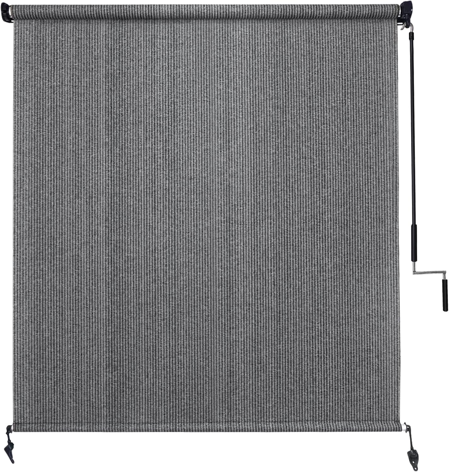 Amagenix Outdoor Roller Shades 5'(W) X 8'(H), Exterior Cordless Patio Shades Roll Up Outdoor Blinds with 90% UV Protection, Two-Section Poles with One-Piece Fabric, Grey 60"W x 96"H Grey