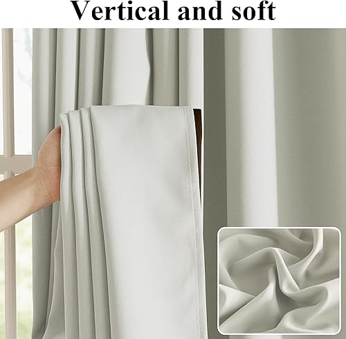 Miniatura 74 de RYB HOME Juego de 2 paneles de cortinas opacas grises de 63 pulgadas de largo, cortinas sólidas resistentes para oscurecer la habitación