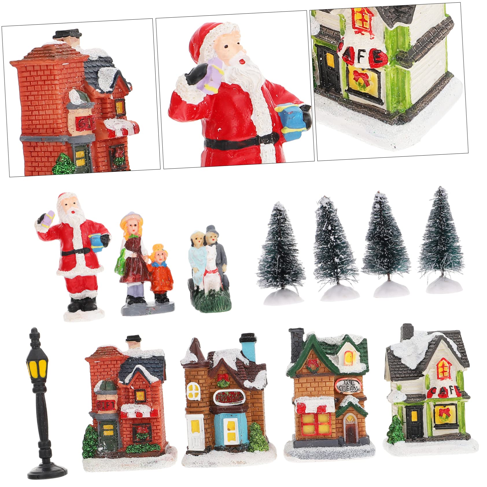 Alipis Adornos Luminosos para Casas de Nieve Figuras Navideñas Iluminación LED Paisaje Navideño para Decoración de Fiestas