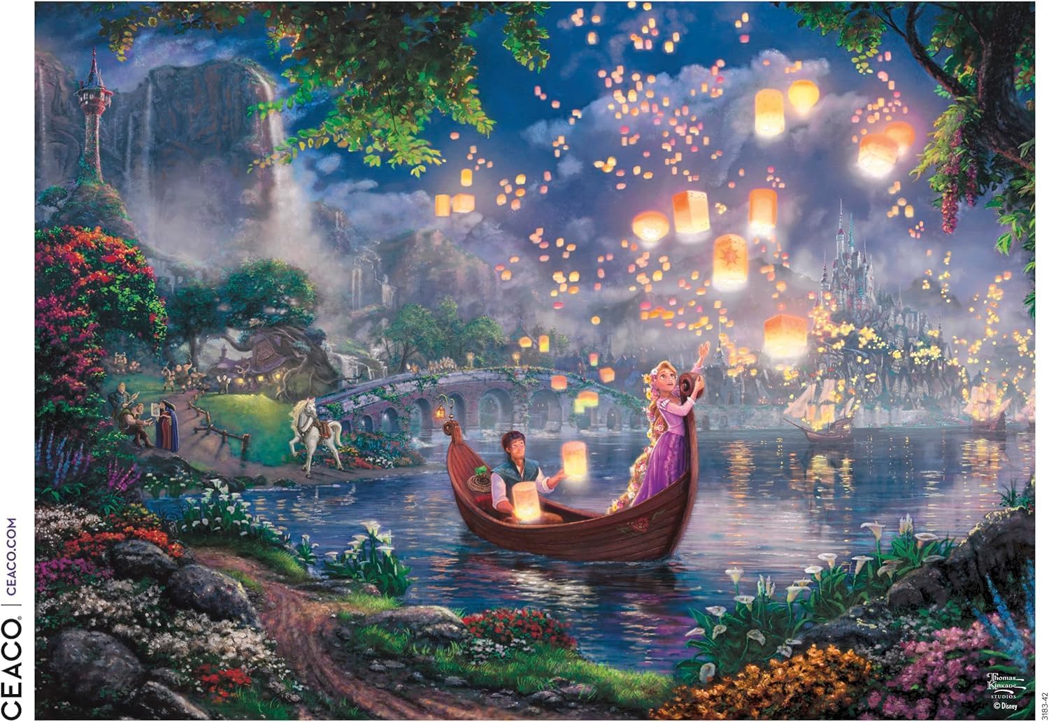 Ceaco - Disney - Thomas Kinkade - Tangled - 1000 Piece Jigsaw Puzzle for Adults - Challenging Puzzle Perfect for Game Nights - Finished Size is 26.5 x 19