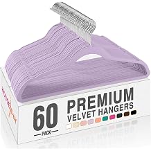 HOUSE DAY Lt-Purple Velvet Hangers 60 Pack, Non Slip Clothes Felt Hanger Heavy Duty for Coat, Premium Slim Space Saving Suit Hangers for Closet Organizer, 360 Rotating Silver Hook