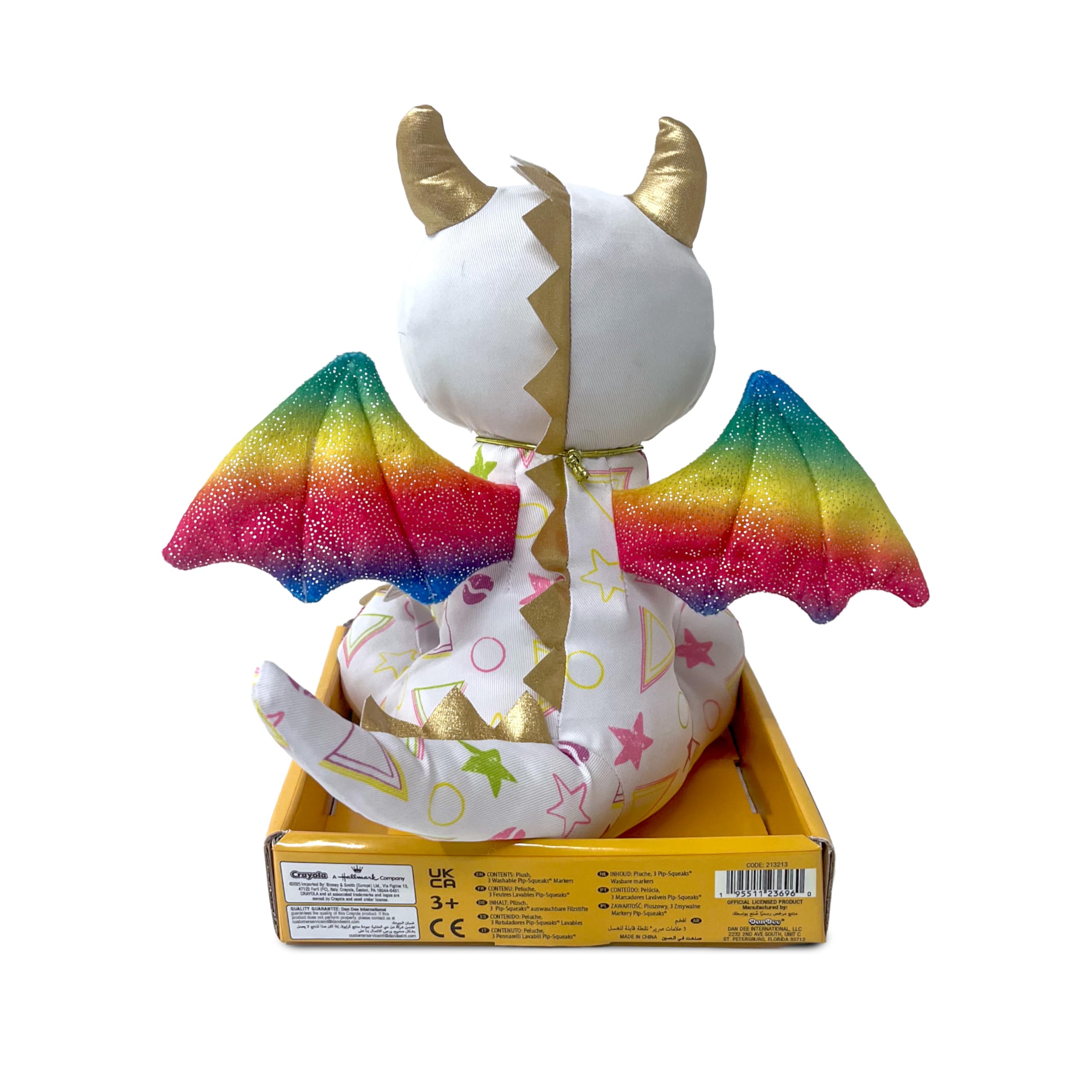 CRAYOLA - Colour Me Plush, maskotka do kolorowania z 3 flamastrami, smokiem, kreatywne zajęcia i prezent dla dzieci od lat 3, 213213