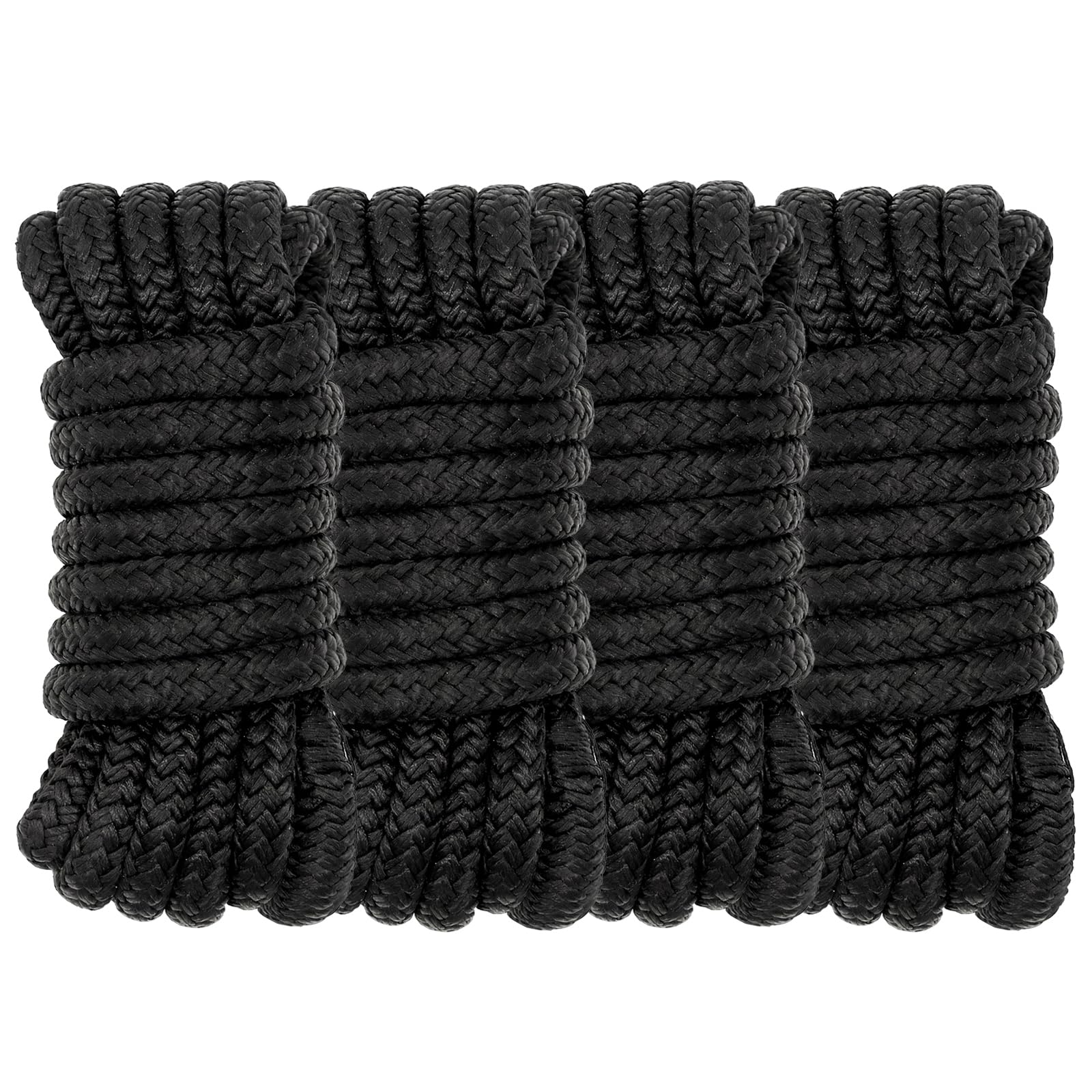 NewDoar 4 Pack 12mm x 6M Double Braided Nylon Dock Lines Boat Ropes for Docking with Loop Marine Grade Mooring Lines with 12” Pre-Spliced Eye High Strength Anchor Rope for Pontoon Speedboat Fishing