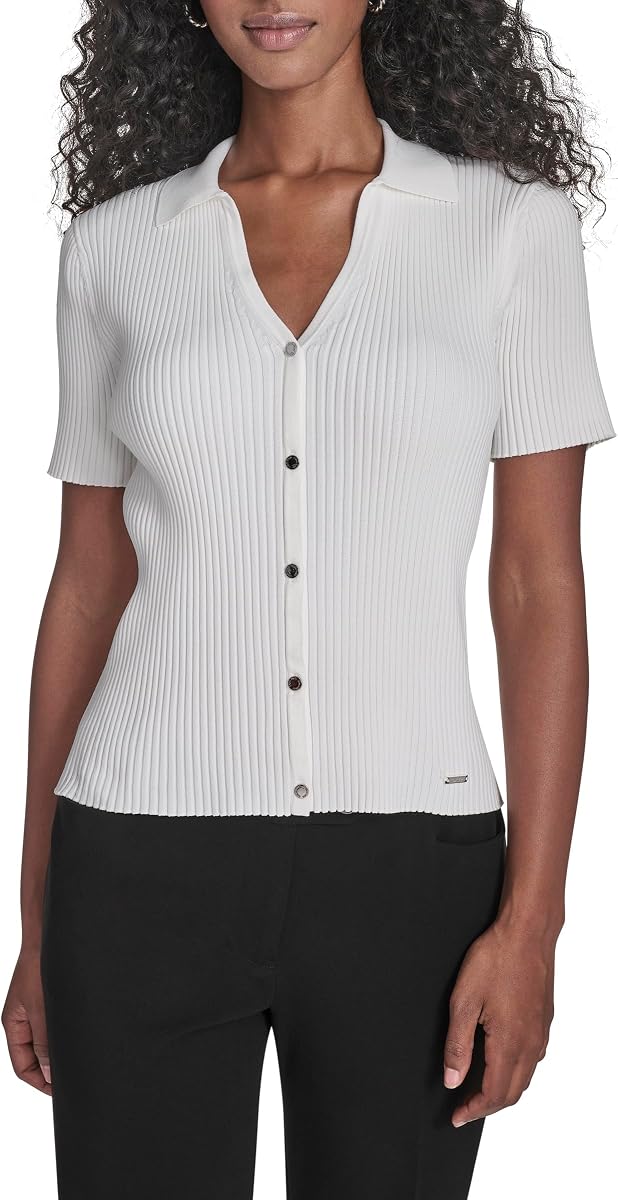 Calvin Klein Blusa con cuello en V para mujer