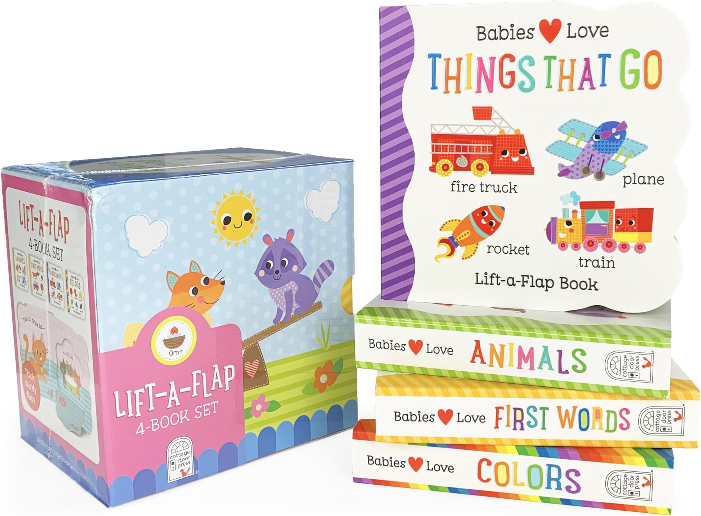 4 Pack Babies Love Learning Lift-a-Flap Boxed Set: First Words, Animals, Colors, and Things That Go (Chunky Lift a Flap)