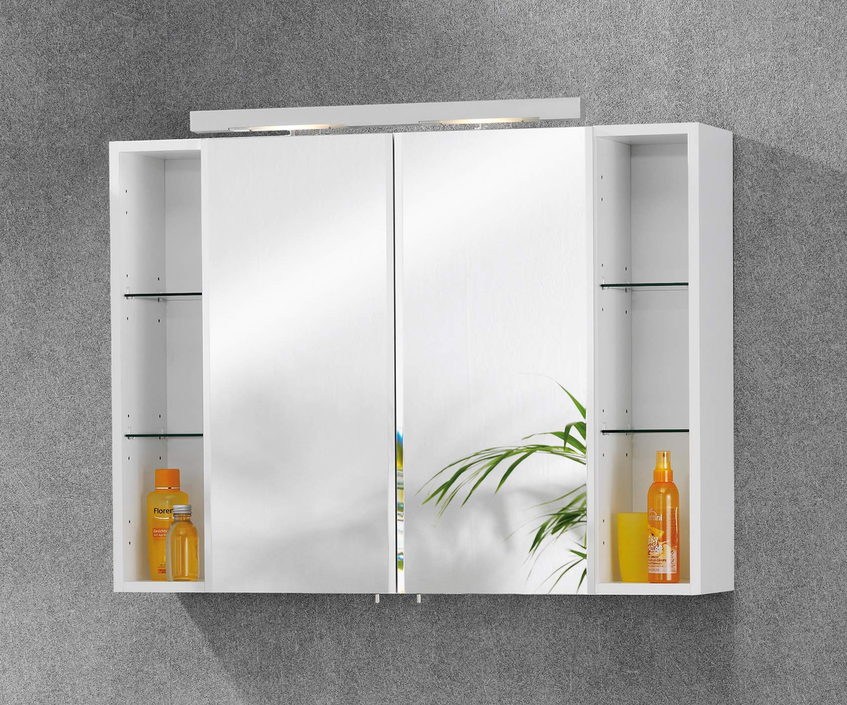 FACKELMANN Halogen-Aufsatzleuchte für Spiegel/Maße (B x H x T): ca. 59 x 2 x 10 cm/hochwertige Halogen-Leuchte aus Aluminium/Leuchte fürs Badezimmer und WC/Farbe: Silber/Energieeffizienzklasse A