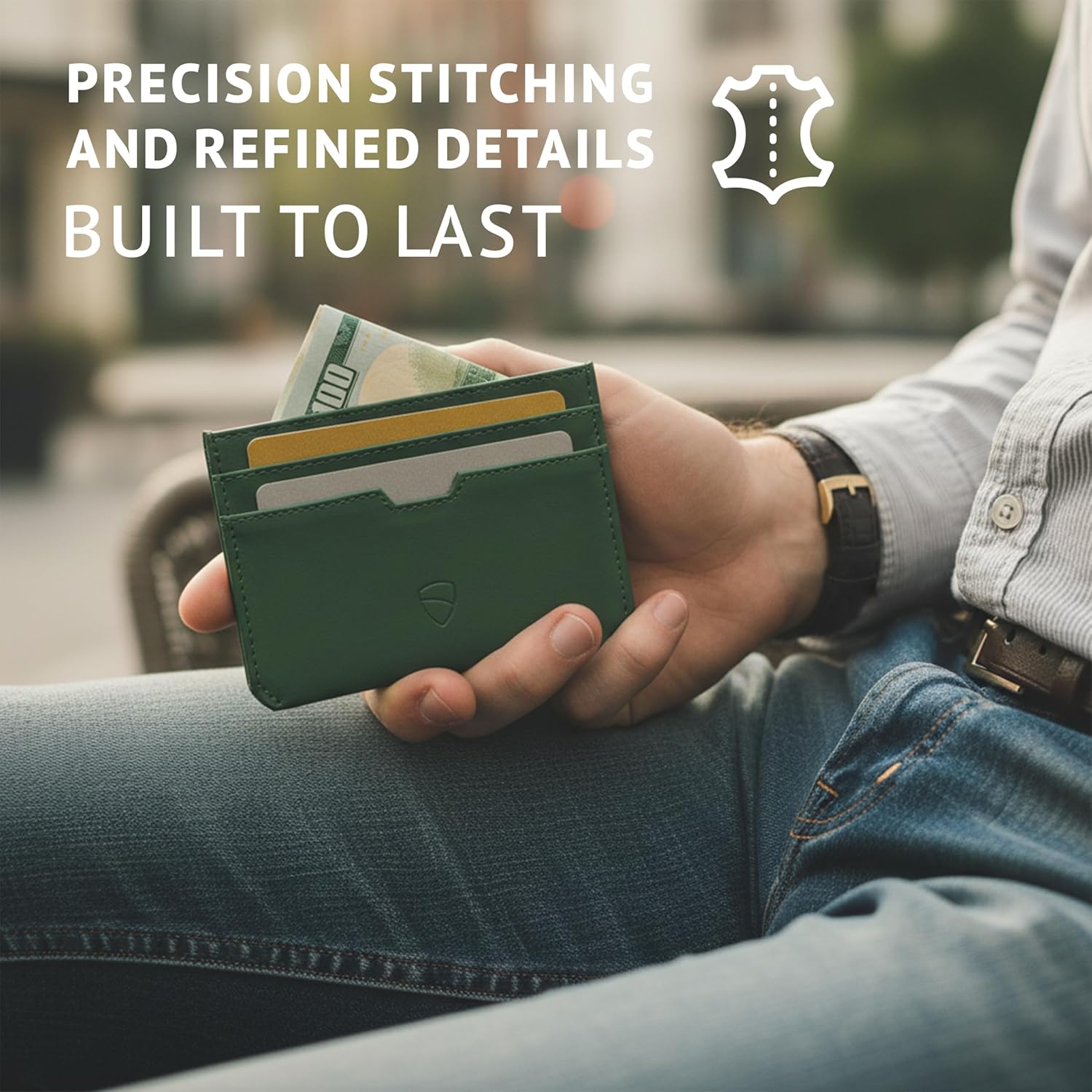 Vaultskin MOORGATE Slim Card Holder - Minimalist Leather Wallet, RFID Blocking Sleeve, Fits Front Pocket, for Men and Women - Image 6