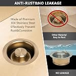 Flasque de Décharge pour Évacuation de Déchets en Bronze Champagne pour Cuisine | Compatible avec Delta Bronze Champagne, S'adapte à un Évier Standard de 3,5 po, Bouchon en Acier Inoxydable 304 en Or Brossé Champagne