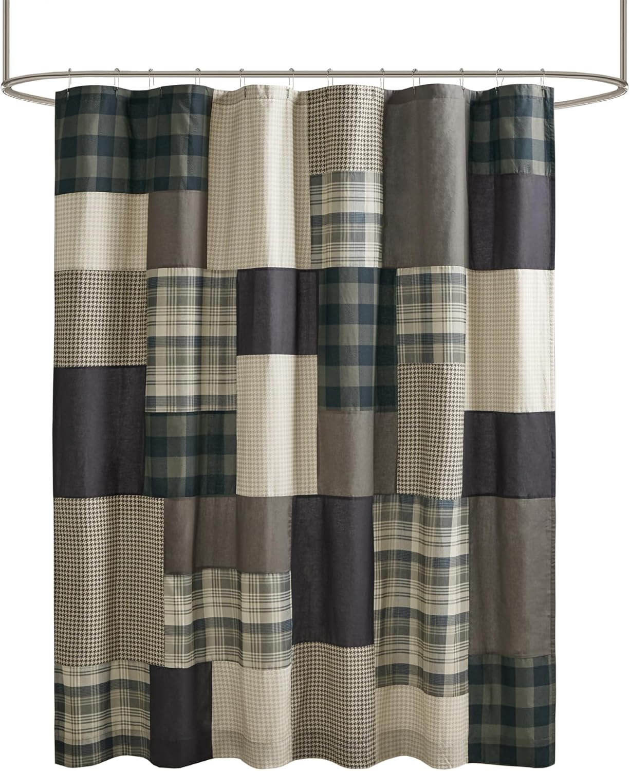 Woolrich Winter Hills Cotton Shower Curtain, Plaid Lodge/Cabin Shower Curtains for Bathroom, 72 X 72, Tan