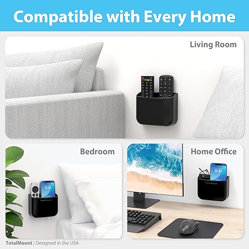 Miniatura 6 de TotalMount Soporte remoto sin agujeros Elimina la necesidad de perforar agujeros en tu pared (para 2 o 3 controles remotos Negro Cantidad 1)