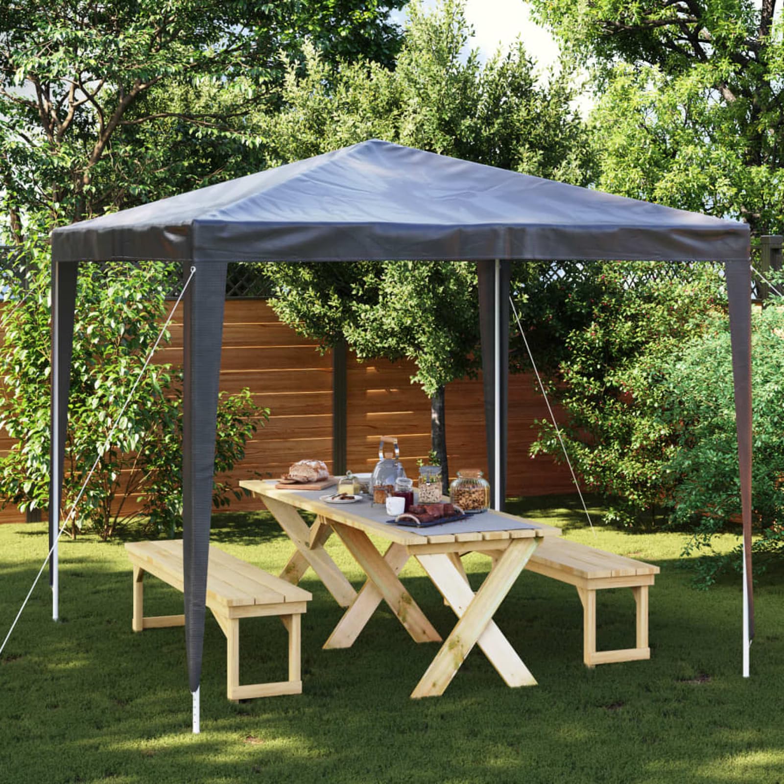 Homgoday Profi-Partyzelt 2,5×2,5 m Anthrazit 90 g/m2 Familienzelt Model48507