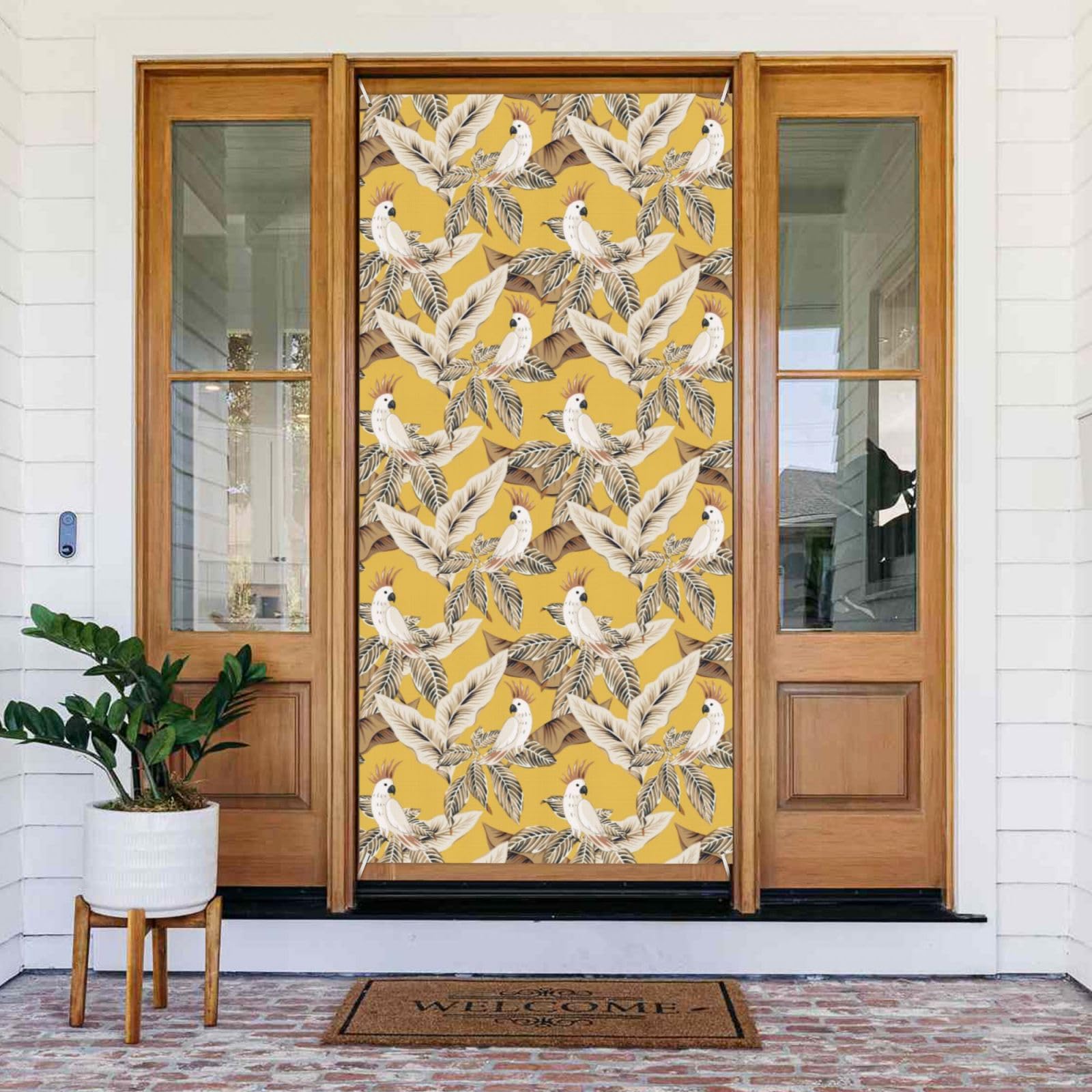 Cute Cockatoo Parrot Leaves Door Covers Decorative ...