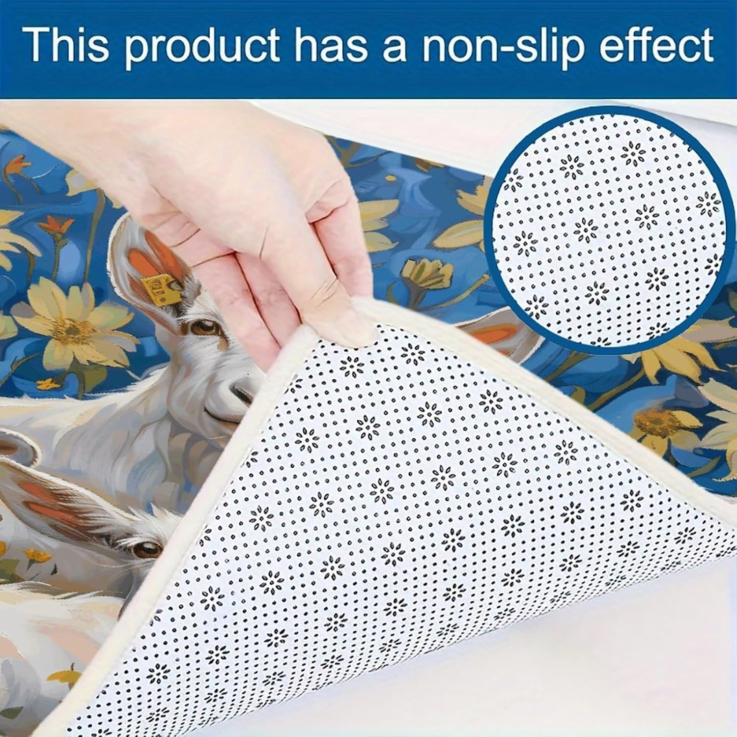 Goat Frolic Kitchen Rugs Sets of 3 Washable Non Slip Kitchen Rug Water Resistant Carpet Piece Anti Fatigue Kitchen Mats Soft Comfort Standing Mat Modern Area Rug