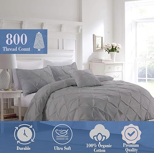 Miniatura 91 de Juego de funda de edredón tamaño King 100% algodón egipcio transpirable Funda de edredón con cierre de cremallera y lazos en las esquinas 600