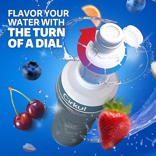 Miniatura 6 de Cirkul Botella de agua de plástico gris de 22 onzas y tapa deportiva, sin BPA, diseño antideslizante para gimnasio, ciclismo y deportes con cartucho