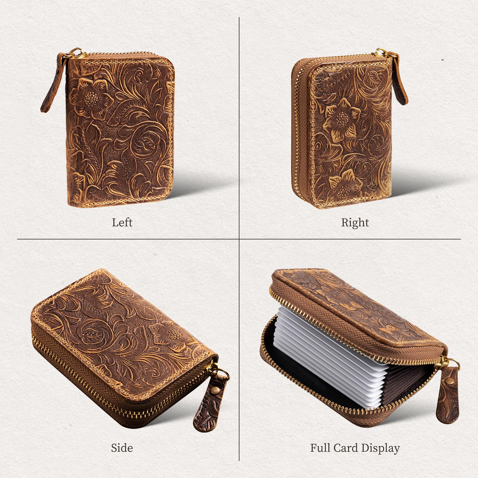 fengqing Custodia per carte, Fiore marrone., CardCase-1, Retro
