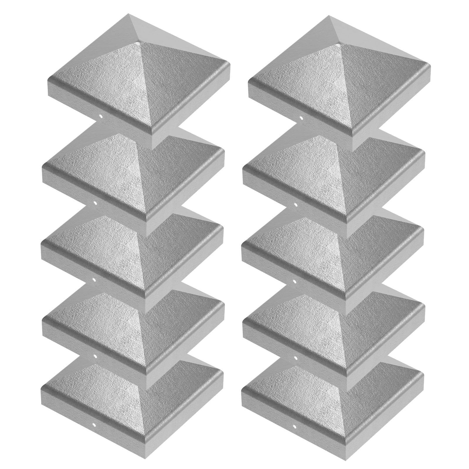 10 Chapeaux Poteau 9x9 cm, Acier Galvanisé Antirouille Pyramide