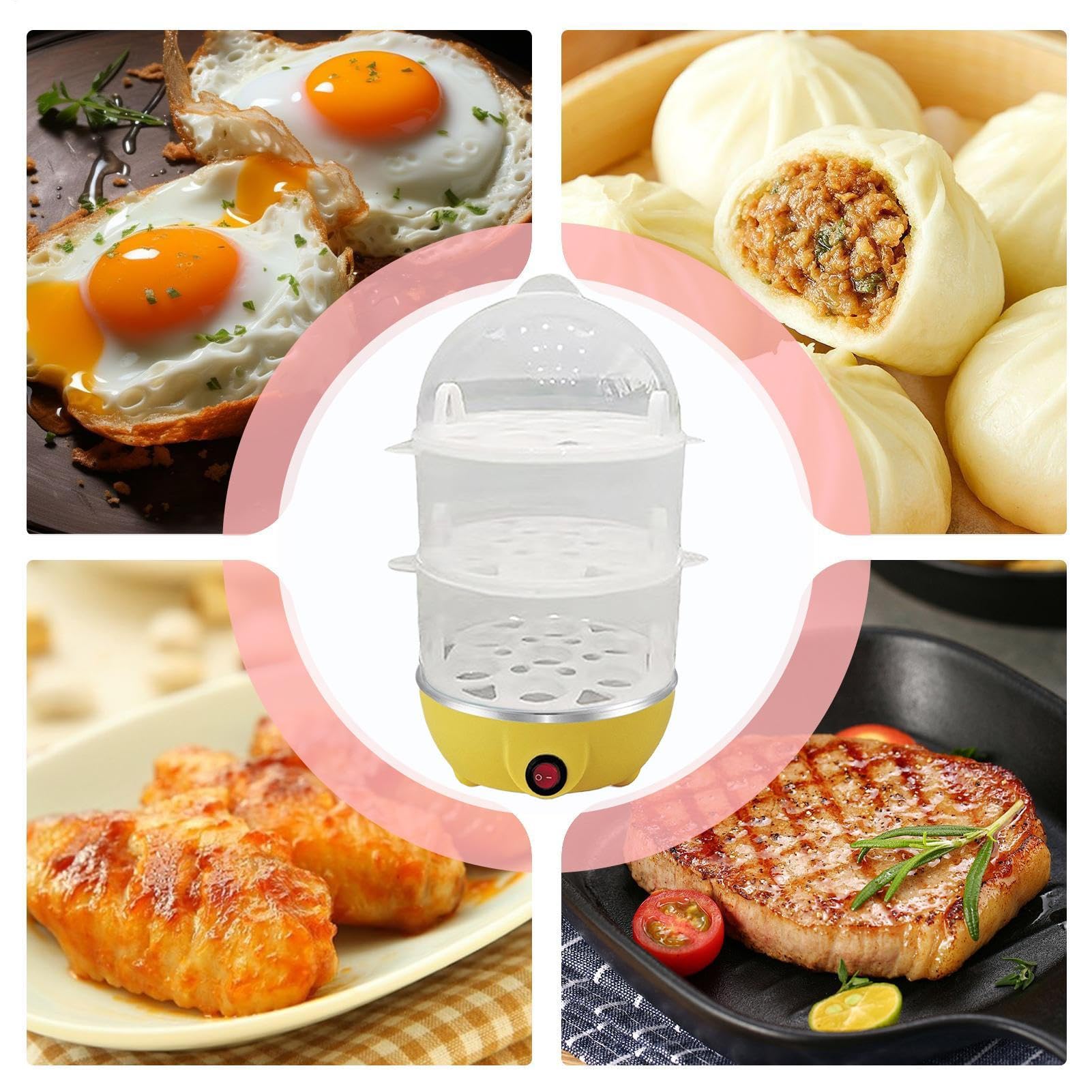 Máquina Para Cocer Huevos Duros, Cocedor De Huevos De 3 Niveles Para Cocción De, Máquina de Cocinar al Vapor Multiusos para Cocina