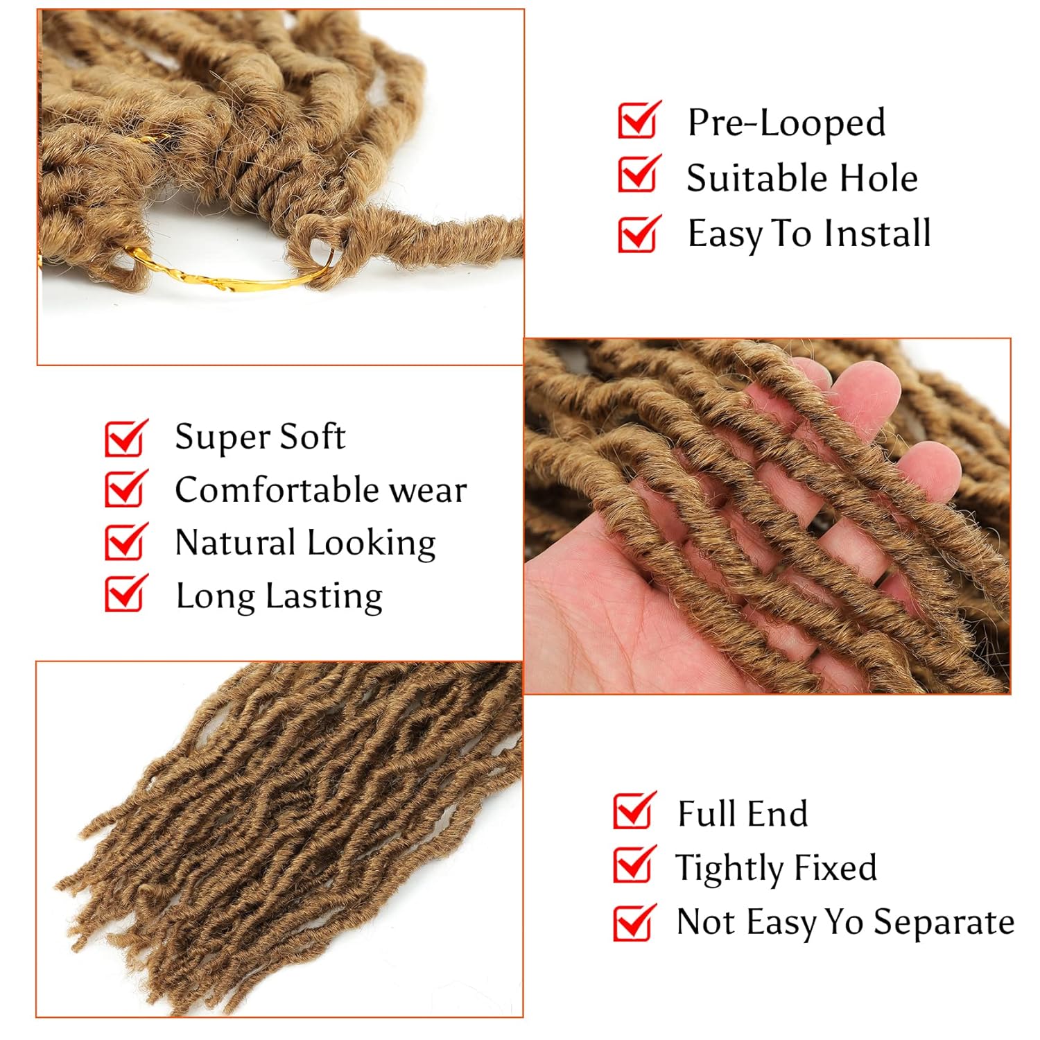 Karida Faux Locs Crochet Hair 36 Inches 7 Packs, Soft Locs Crochet Hair For Black Women, Goddess Faux Locs Crochet Hair Pre Looped (36 Inch (Pack of 7), 27#)