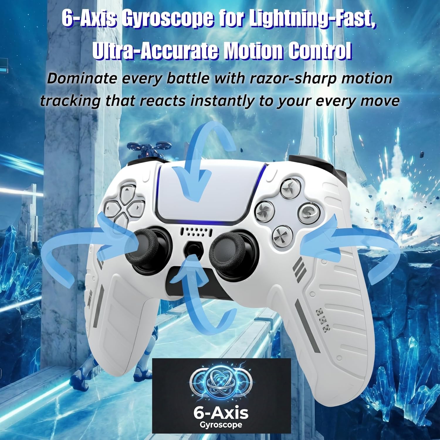 NexoGame Wireless Controller for PS5 with 3D Hall Effect Joysticks, Bluetooth 5.0 Gamepad with Motion Control, Dual Vibration, USB C Rechargeable Design, Compatible with PS5 Console and Windows PC Gaming - Image 6