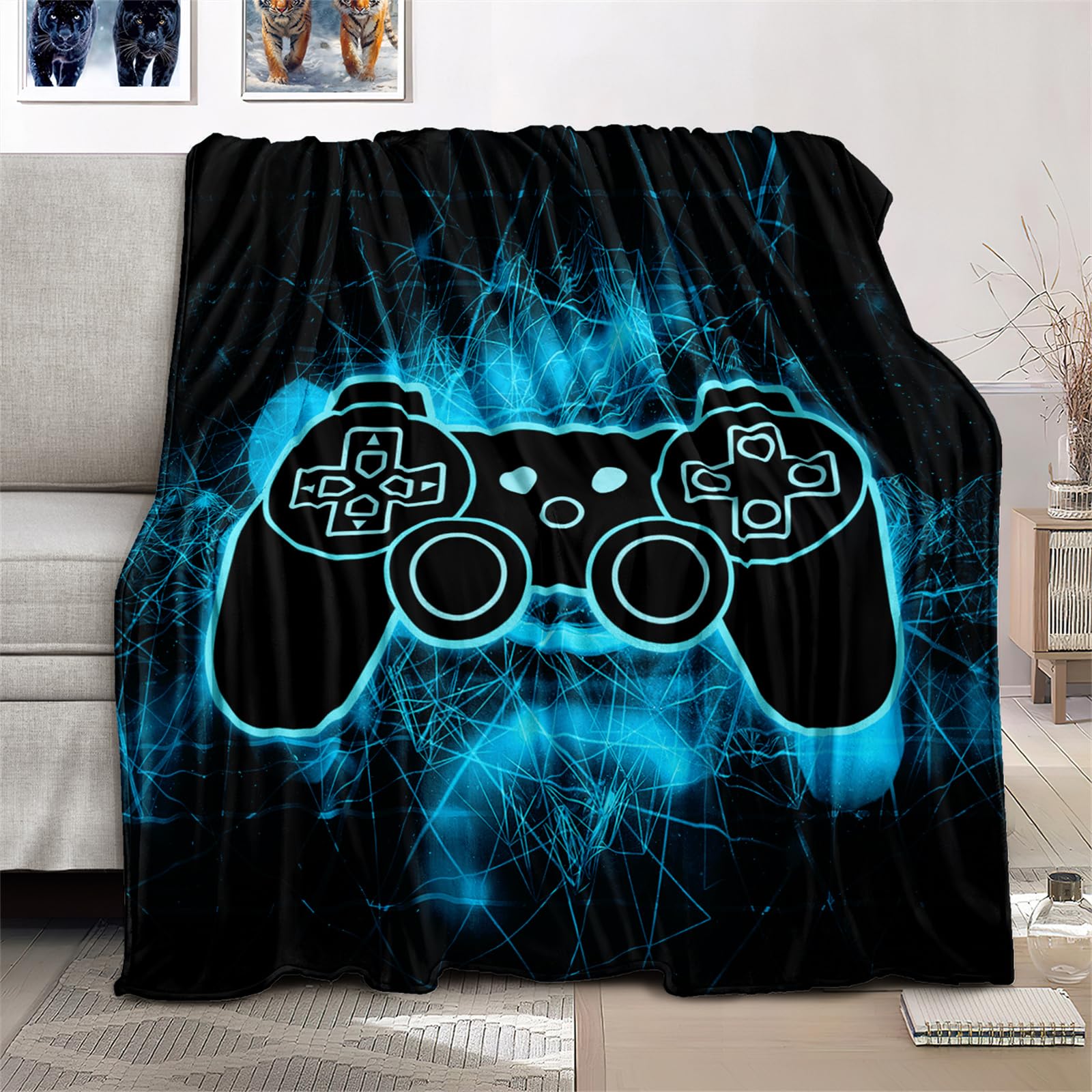 Gamer Blanket for Boys - Soft Warm Gamer Bedding Blanket for Teenage Boys Video Game Themed Blankets for Couch - Twin Size 60" x 80"