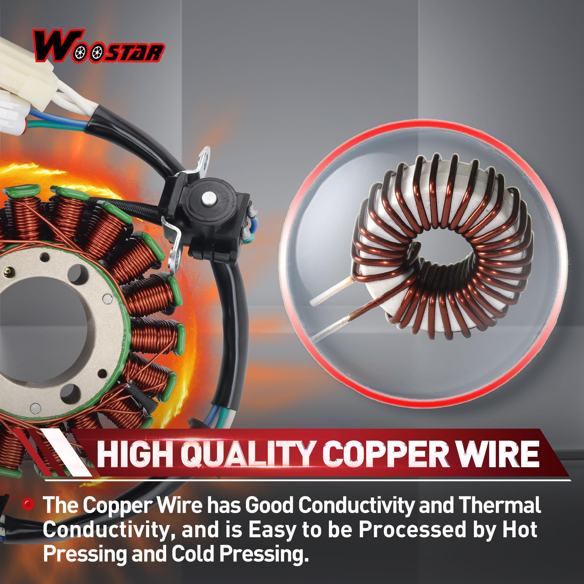 WOOSTAR 18 Bobinas 5 Cable Estator Magneto Reemplazo para 2007-2011 YS250 YBR250 OEM 5D1-H1410-00-00 5D1-H1410-01-00