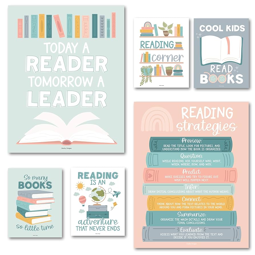 amazon-com-hadley-designs-motivational-reading-posters-for-classroom-elementary-6-reading-strategies-posters-for-classroom-read-corner-school-library-decor-wall-read-sign-boho-bulletin-board-decorations-office-products for Free Printable Reading Posters For The Classroom Amazon.com: Hadley Designs Motivational Reading Posters For Classroom Elementary –6 Reading Strategies Posters For Classroom, Read Corner School Library Decor, Wall Read Sign, Boho Bulletin Board Decorations : Office Products for Free Printable Reading Posters For The Classroom