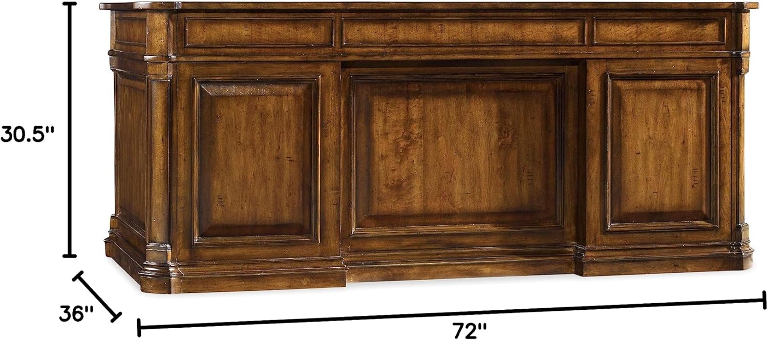 Hooker Furniture Tynecastle Executive Desk in Medium Brown Wood Grain Finish