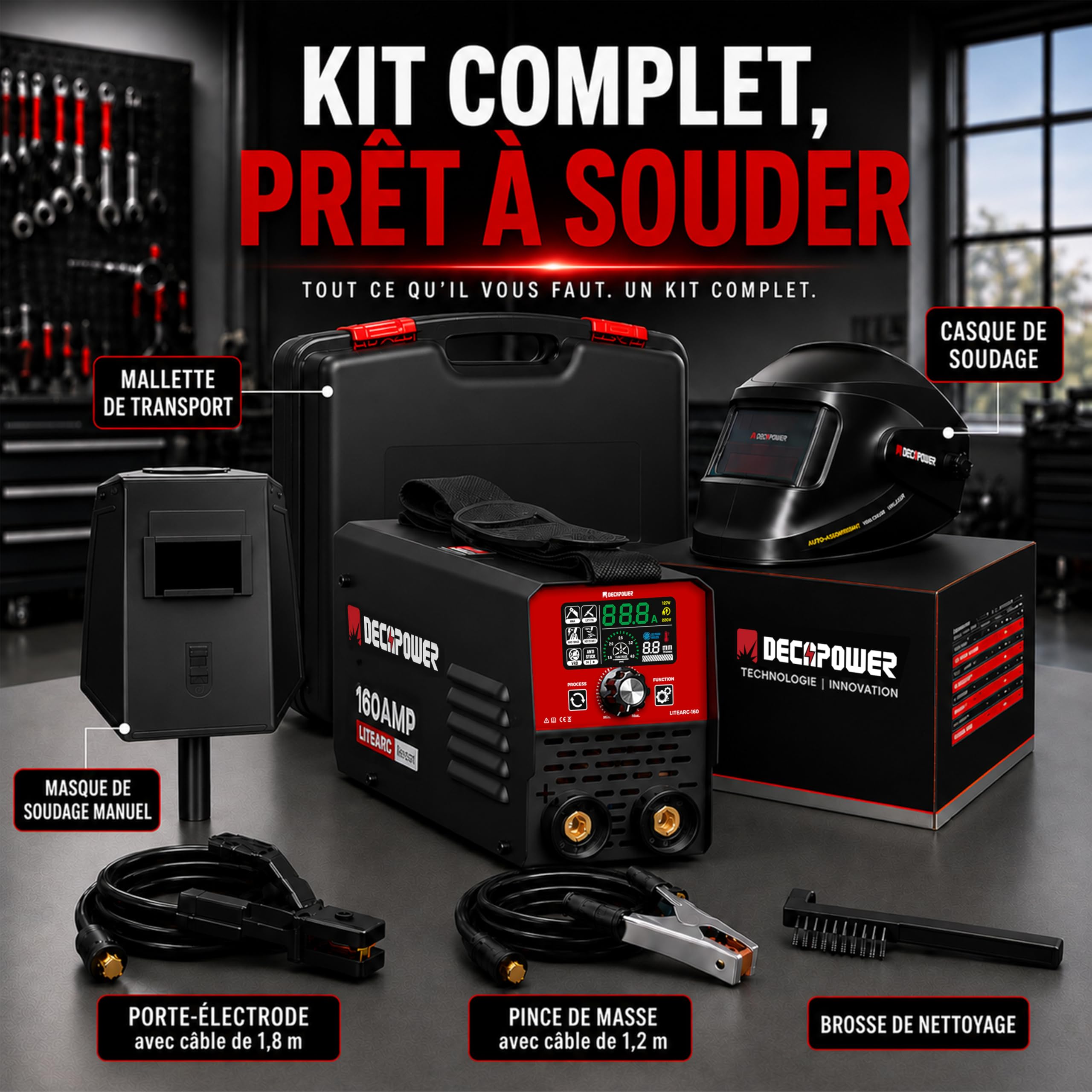 Decapower ECOARC 160A Soldadura Equipo para Soldadura por Arco, Soldador de arco Inverter MMA Soldadura Eléctrica Soldadura Portátil Con Pantalla para Uso Familiar... (ARC-160)